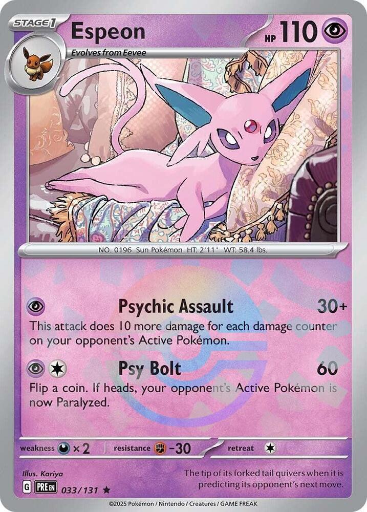 Espeon (033/131) (Poke Ball Pattern) [Scarlet & Violet: Prismatic Evolutions] | Shuffle n Cut Hobbies & Games