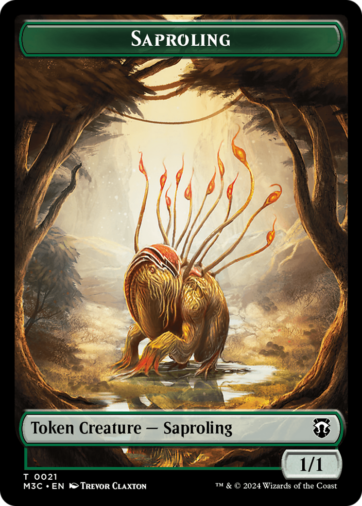 Tarmogoyf (Ripple Foil) // Saproling Double-Sided Token [Modern Horizons 3 Commander Tokens] | Shuffle n Cut Hobbies & Games