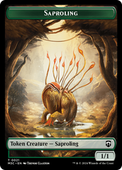 Tarmogoyf (Ripple Foil) // Saproling Double-Sided Token [Modern Horizons 3 Commander Tokens] | Shuffle n Cut Hobbies & Games