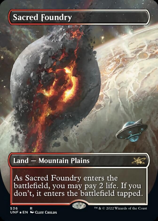 Sacred Foundry (Borderless) (Galaxy Foil) [Unfinity] | Shuffle n Cut Hobbies & Games