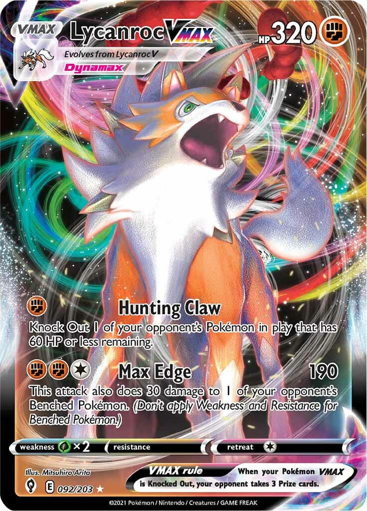 Lycanroc VMAX (092/203) [Sword & Shield: Evolving Skies] | Shuffle n Cut Hobbies & Games