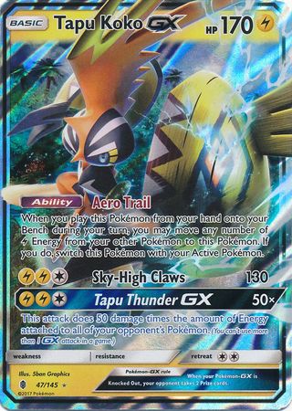 Tapu Koko GX (47/145) (Jumbo Card) [Sun & Moon: Guardians Rising] | Shuffle n Cut Hobbies & Games