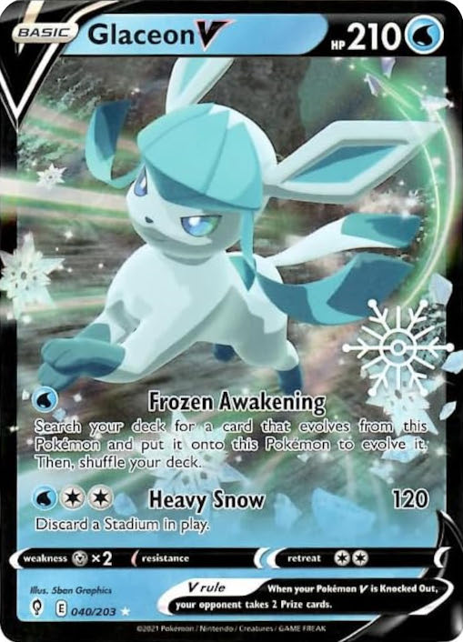 Glaceon V (040/203) (Holiday Calendar) [Sword & Shield: Evolving Skies] | Shuffle n Cut Hobbies & Games