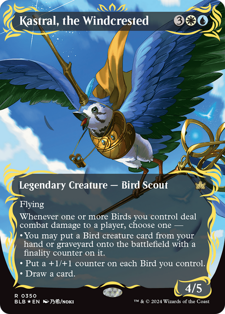 Kastral, the Windcrested (Borderless) (Raised Foil) [Bloomburrow] | Shuffle n Cut Hobbies & Games