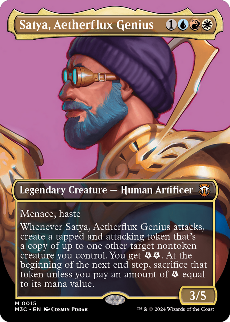 Satya, Aetherflux Genius (Borderless) [Modern Horizons 3 Commander] | Shuffle n Cut Hobbies & Games