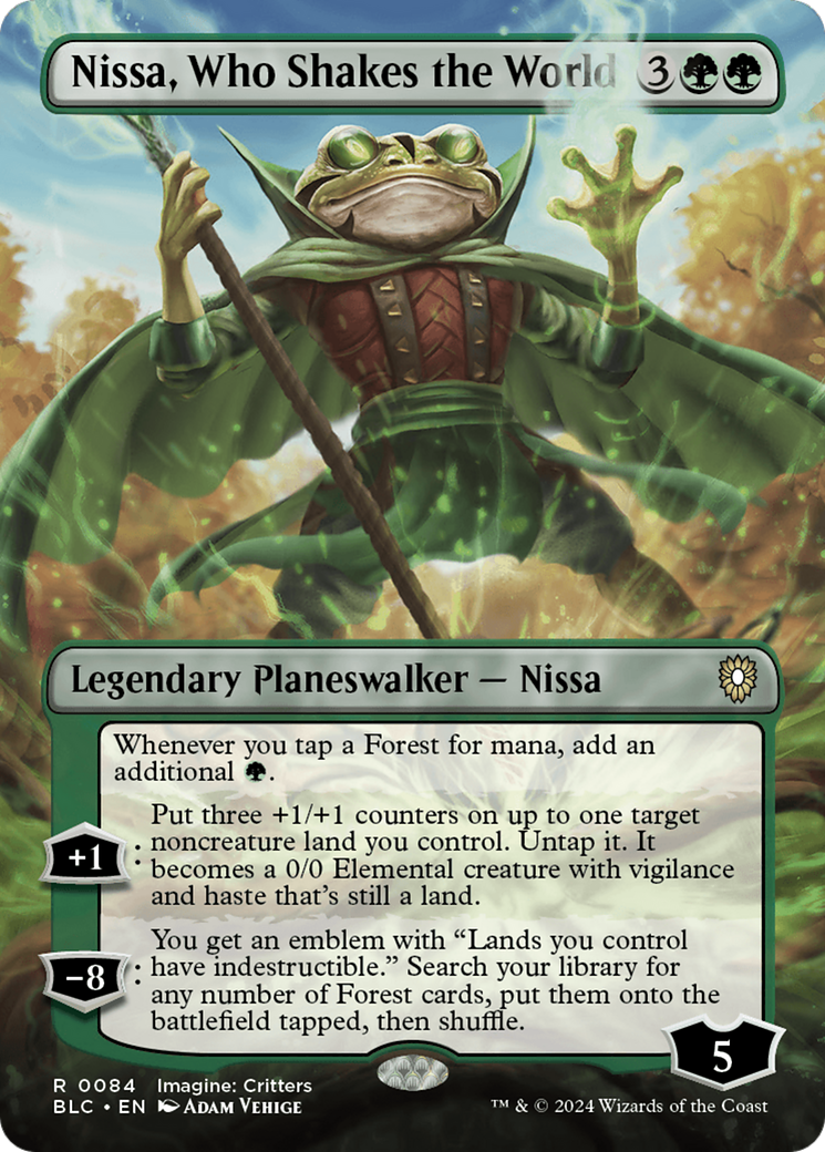 Nissa, Who Shakes the World (Borderless) [Bloomburrow Commander] | Shuffle n Cut Hobbies & Games