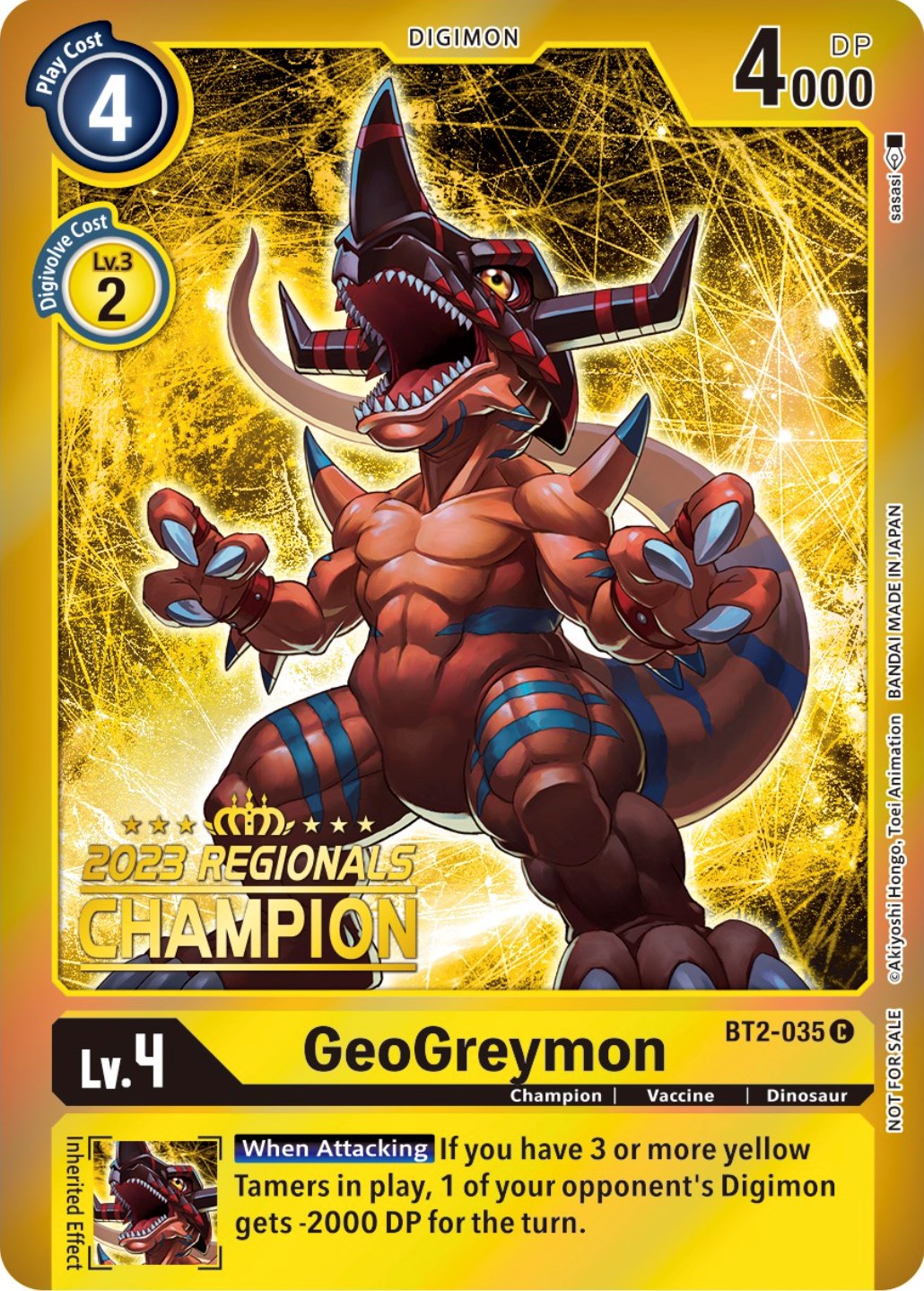 GeoGreymon [BT2-035] (2023 Regionals Champion) [Release Special Booster Promos] | Shuffle n Cut Hobbies & Games