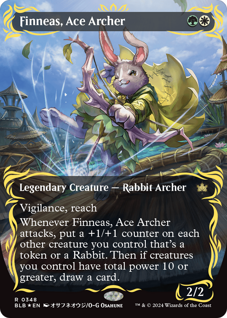 Finneas, Ace Archer (Borderless) (Raised Foil) [Bloomburrow] | Shuffle n Cut Hobbies & Games