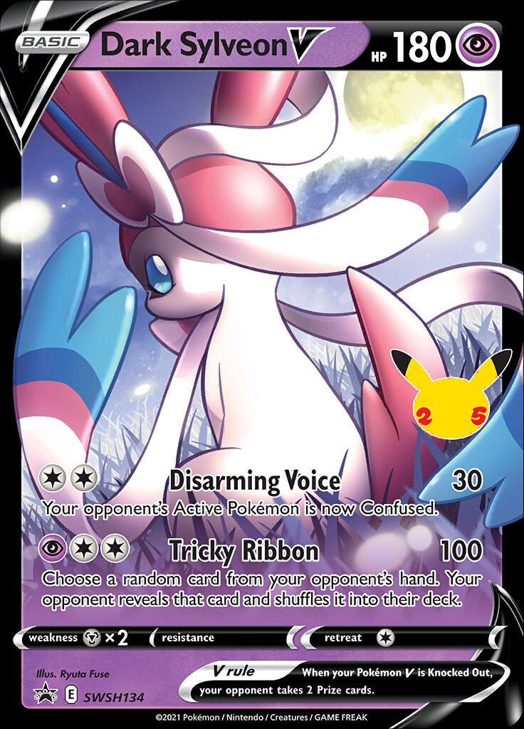 Dark Sylveon V (SWSH134) (Celebrations) [Sword & Shield: Black Star Promos] | Shuffle n Cut Hobbies & Games