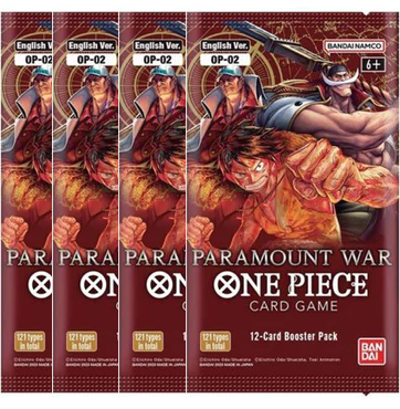 4 x One Piece Card Game [Paramount War] (OP-02) Booster Pack | Shuffle n Cut Hobbies & Games