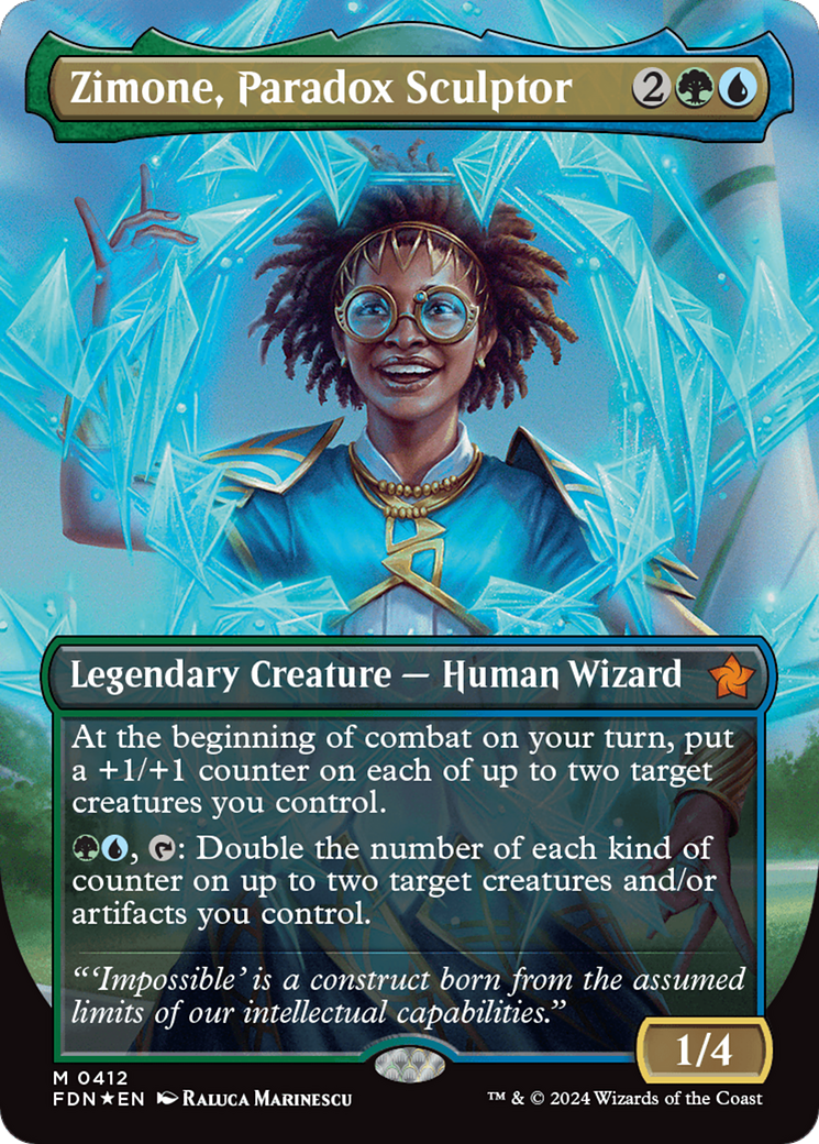 Zimone, Paradox Sculptor (Borderless) (Mana Foil) [Foundations] | Shuffle n Cut Hobbies & Games