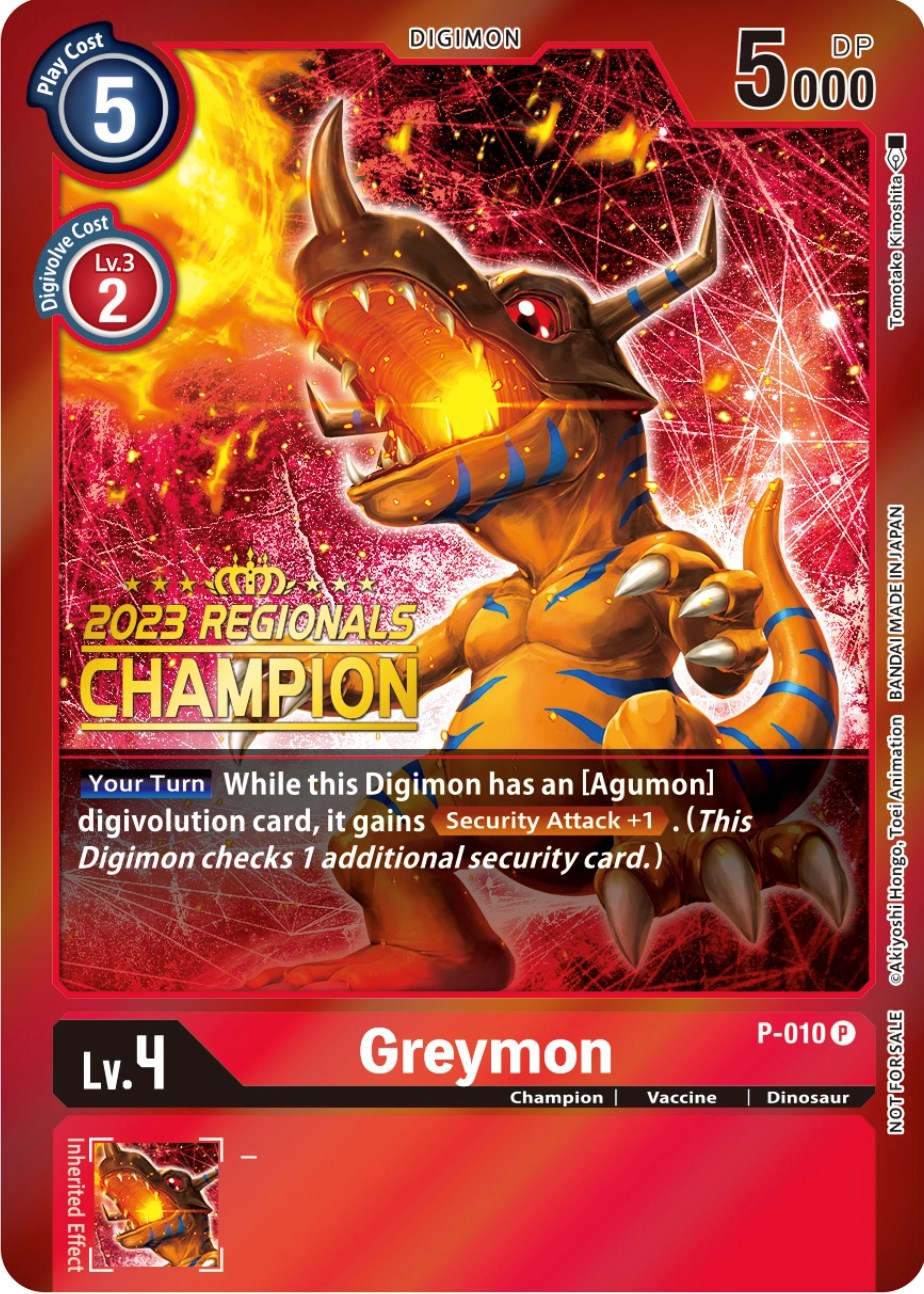 Greymon [P-010] (2023 Regionals Champion) [Promotional Cards] | Shuffle n Cut Hobbies & Games