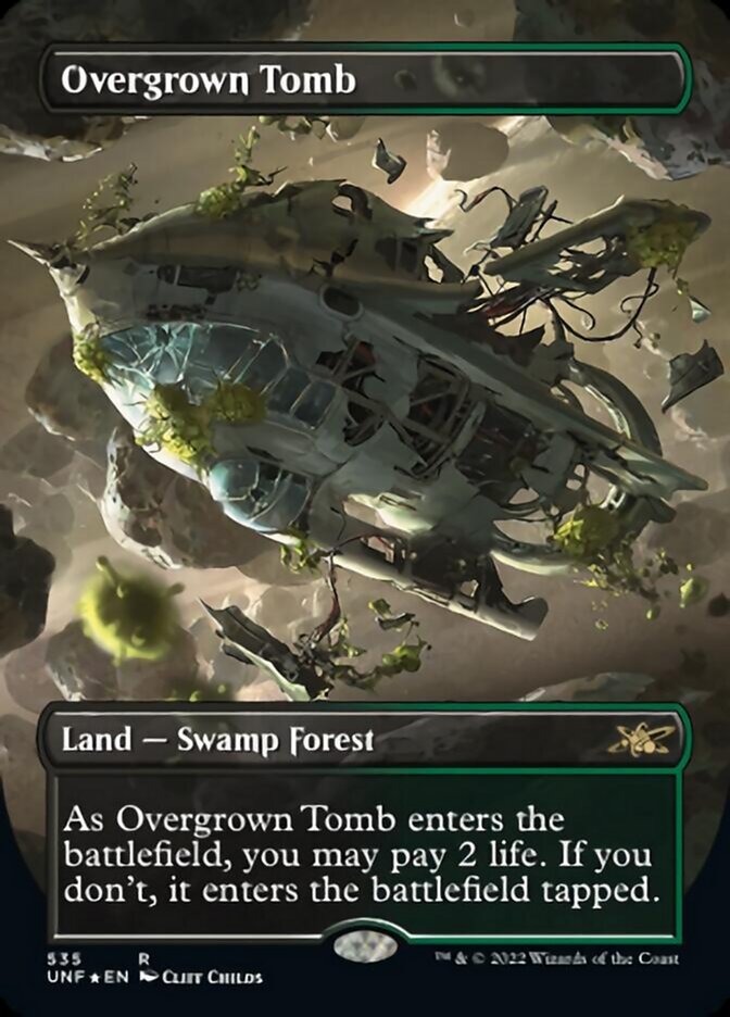 Overgrown Tomb (Borderless) (Galaxy Foil) [Unfinity] | Shuffle n Cut Hobbies & Games