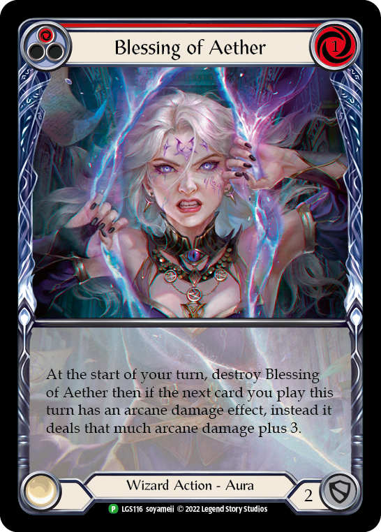 Blessing of Aether (Red) [LGS116] (Promo)  Rainbow Foil | Shuffle n Cut Hobbies & Games