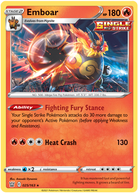 Emboar (025/163) [Sword & Shield: Battle Styles] | Shuffle n Cut Hobbies & Games