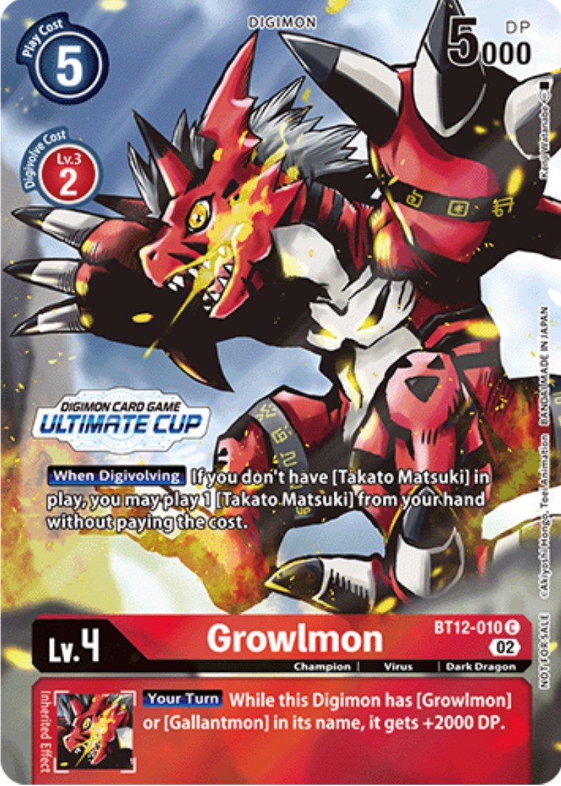 Growlmon [BT12-010] (Ultimate Cup) [Across Time Promos] | Shuffle n Cut Hobbies & Games