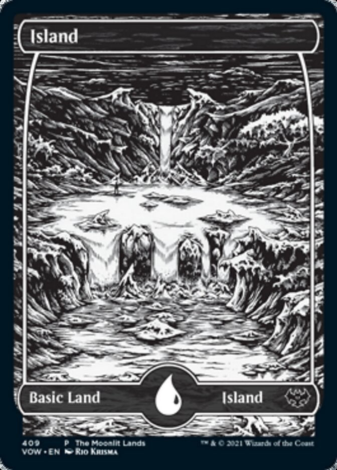 Island (The Moonlit Lands) (Foil Etched) [Innistrad: Crimson Vow Promos] | Shuffle n Cut Hobbies & Games