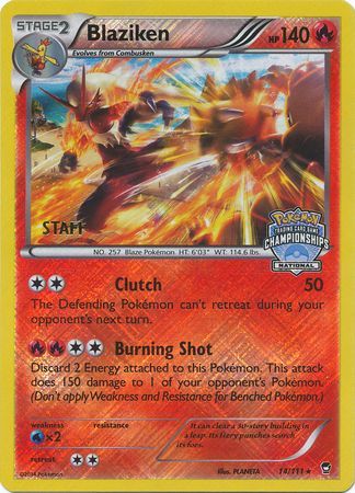 Blaziken (14/111) (Staff National Championship Promo) [XY: Furious Fists] | Shuffle n Cut Hobbies & Games