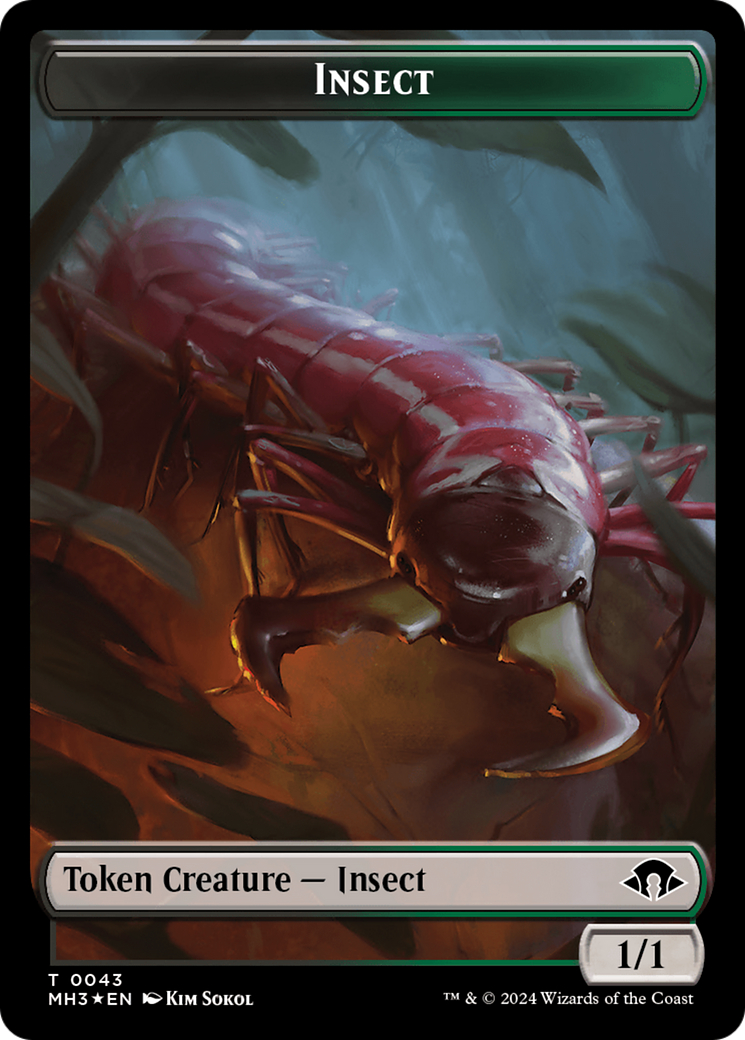 Insect (0043) (Ripple Foil) // Zombie Double-Sided Token [Modern Horizons 3 Tokens] | Shuffle n Cut Hobbies & Games