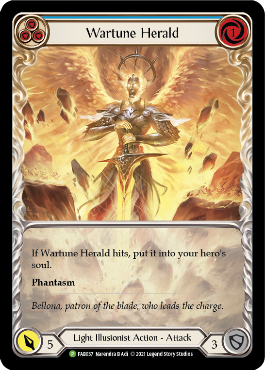 Wartune Herald (Blue Extended Art) [FAB037] (Promo)  Rainbow Foil | Shuffle n Cut Hobbies & Games