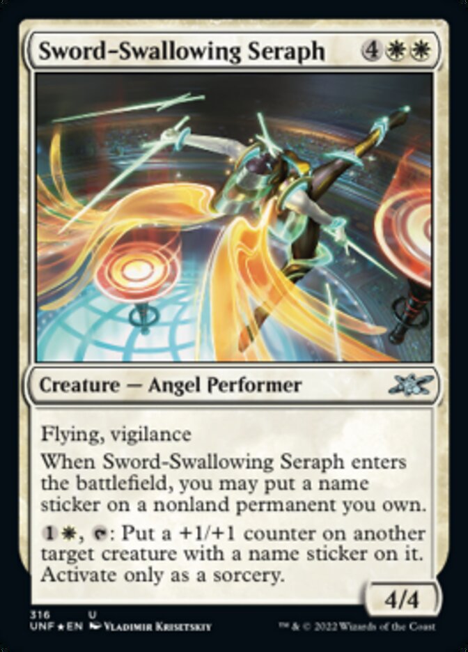 Sword-Swallowing Seraph (Galaxy Foil) [Unfinity] | Shuffle n Cut Hobbies & Games