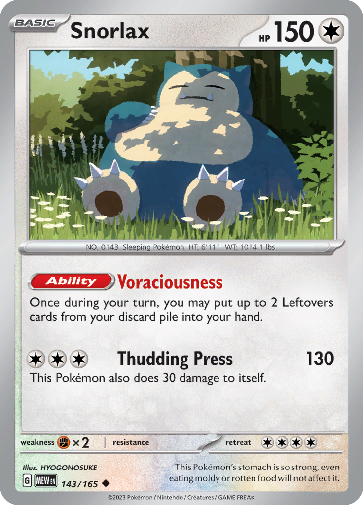 Snorlax (143/165) [Scarlet & Violet 151] | Shuffle n Cut Hobbies & Games