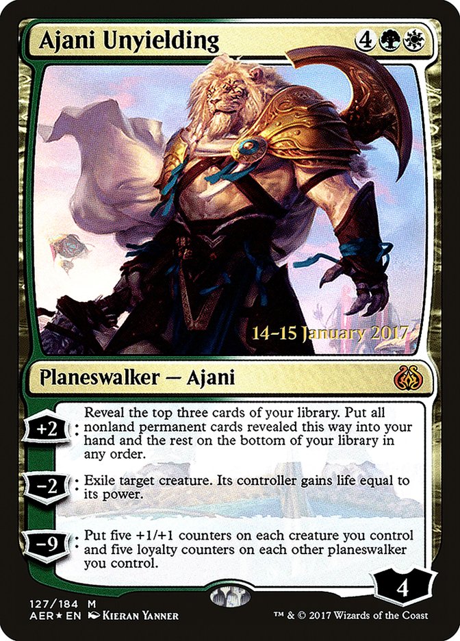 Ajani Unyielding [Aether Revolt Prerelease Promos] | Shuffle n Cut Hobbies & Games