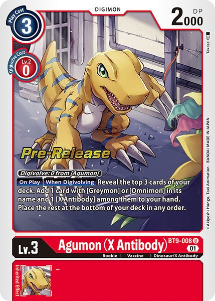 Agumon (X Antibody) [BT9-008] [X Record Pre-Release Promos] | Shuffle n Cut Hobbies & Games