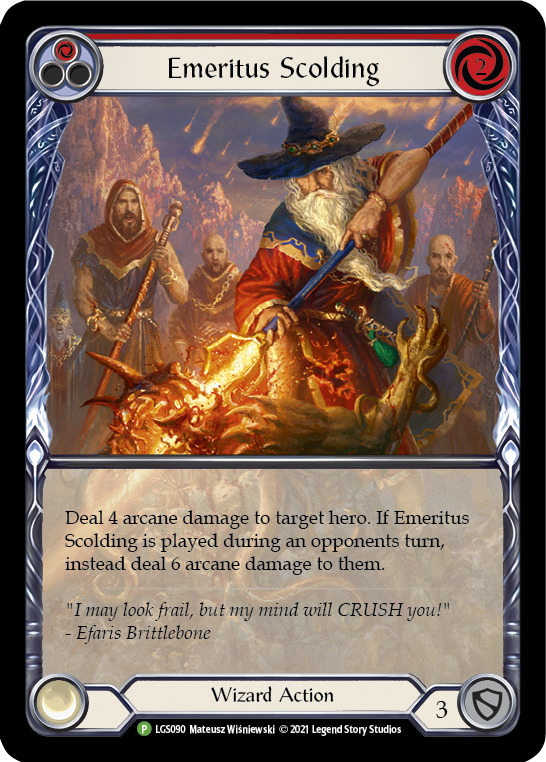 Emeritus Scolding (Red Extended Art) [LGS090] (Promo)  Rainbow Foil | Shuffle n Cut Hobbies & Games