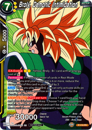 Broly, Demonic Intimidation (Broly Pack Vol. 3) (P-110) [Promotion Cards] | Shuffle n Cut Hobbies & Games