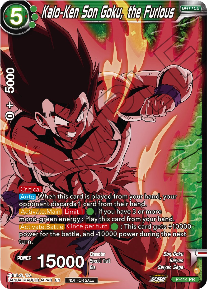 Kaio-Ken Son Goku, the Furious (Zenkai Series Tournament Pack Vol.1 Winner) (P-414) [Tournament Promotion Cards] | Shuffle n Cut Hobbies & Games