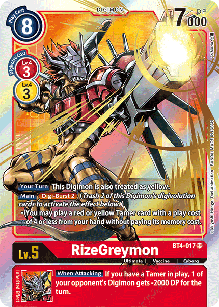 RizeGreymon [BT4-017] (Alternate Art) [Great Legend] | Shuffle n Cut Hobbies & Games