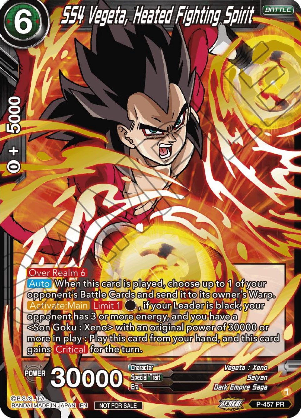 SS4 Vegeta, Heated Fighting Spirit (Championship Selection Pack 2023 Vol.1) (Holo) (P-457) [Tournament Promotion Cards] | Shuffle n Cut Hobbies & Games