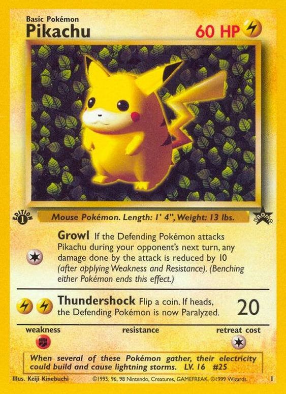 Pikachu (1) (1st Edition Misprint Promo) [Wizards of the Coast: Black Star Promos] | Shuffle n Cut Hobbies & Games