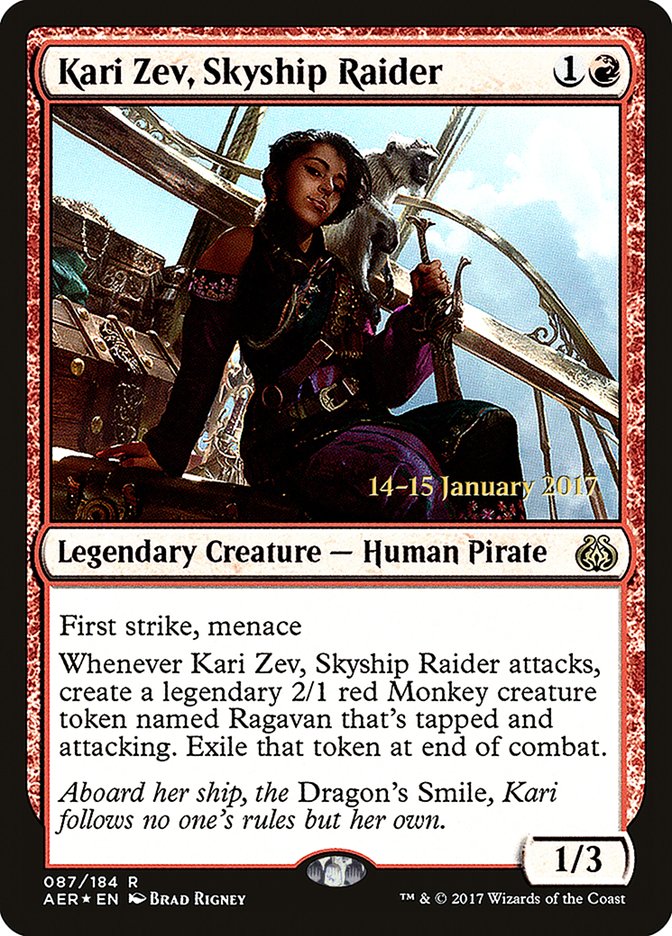 Kari Zev, Skyship Raider [Aether Revolt Prerelease Promos] | Shuffle n Cut Hobbies & Games