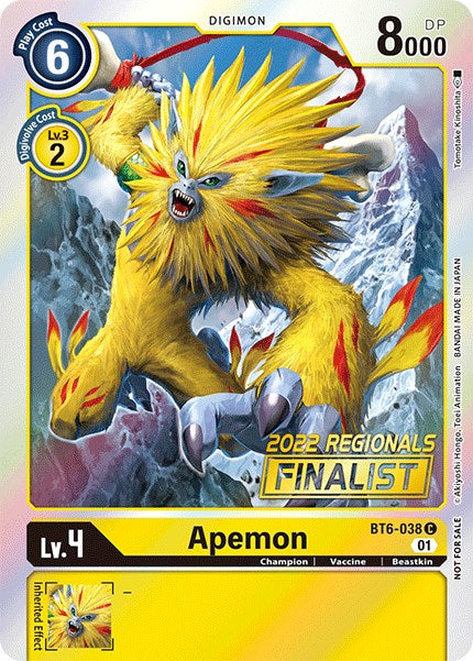 Apemon [BT6-038] (2022 Championship Online Regional) (Online Finalist) [Double Diamond Promos] | Shuffle n Cut Hobbies & Games