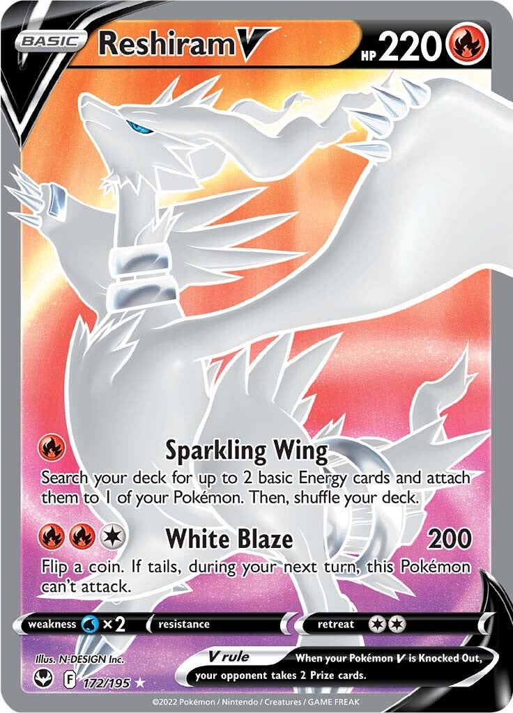 Reshiram V (172/195) [Sword & Shield: Silver Tempest] | Shuffle n Cut Hobbies & Games