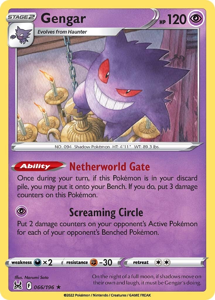 Gengar (066/196) (Theme Deck Exclusive) [Sword & Shield: Lost Origin] | Shuffle n Cut Hobbies & Games