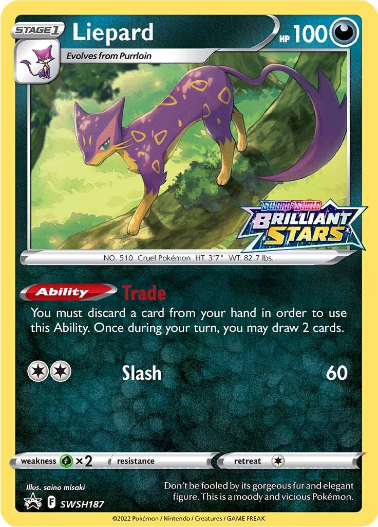 Liepard (SWSH187) (Prerelease Promo) [Sword & Shield: Black Star Promos] | Shuffle n Cut Hobbies & Games