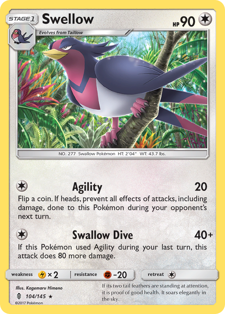 Swellow (104/145) [Sun & Moon: Guardians Rising] | Shuffle n Cut Hobbies & Games