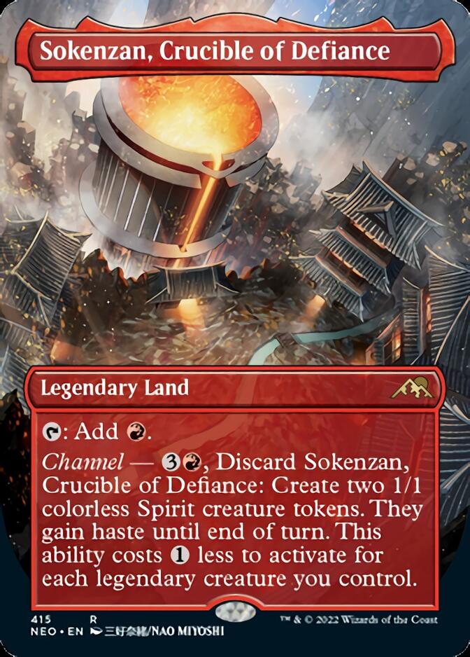 Sokenzan, Crucible of Defiance (Borderless Alternate Art) [Kamigawa: Neon Dynasty] | Shuffle n Cut Hobbies & Games