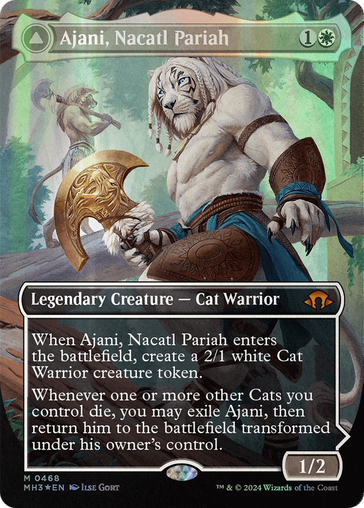 Ajani, Nacatl Pariah // Ajani, Nacatl Avenger (Borderless) (Textured Foil) [Modern Horizons 3] | Shuffle n Cut Hobbies & Games