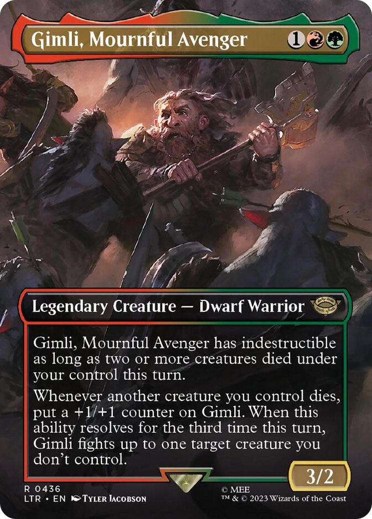 Gimli, Mournful Avenger (Borderless Alternate Art) [The Lord of the Rings: Tales of Middle-Earth] | Shuffle n Cut Hobbies & Games