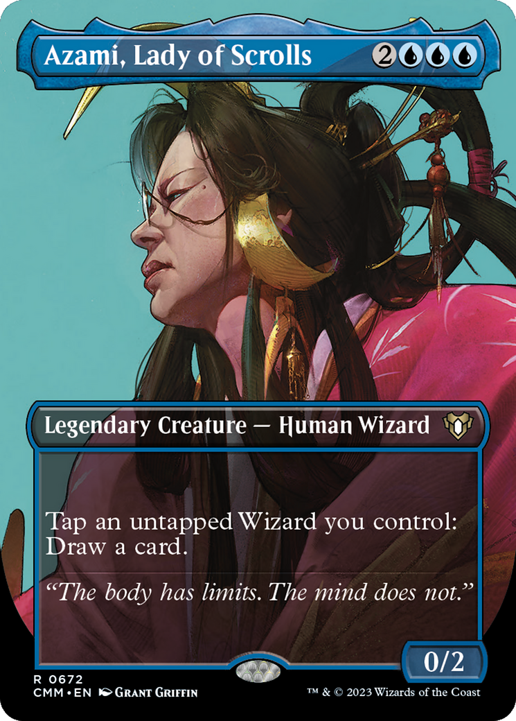 Azami, Lady of Scrolls (Borderless Profile) [Commander Masters] | Shuffle n Cut Hobbies & Games