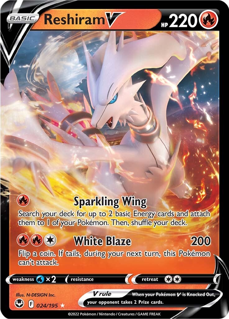 Reshiram V (024/195) [Sword & Shield: Silver Tempest] | Shuffle n Cut Hobbies & Games