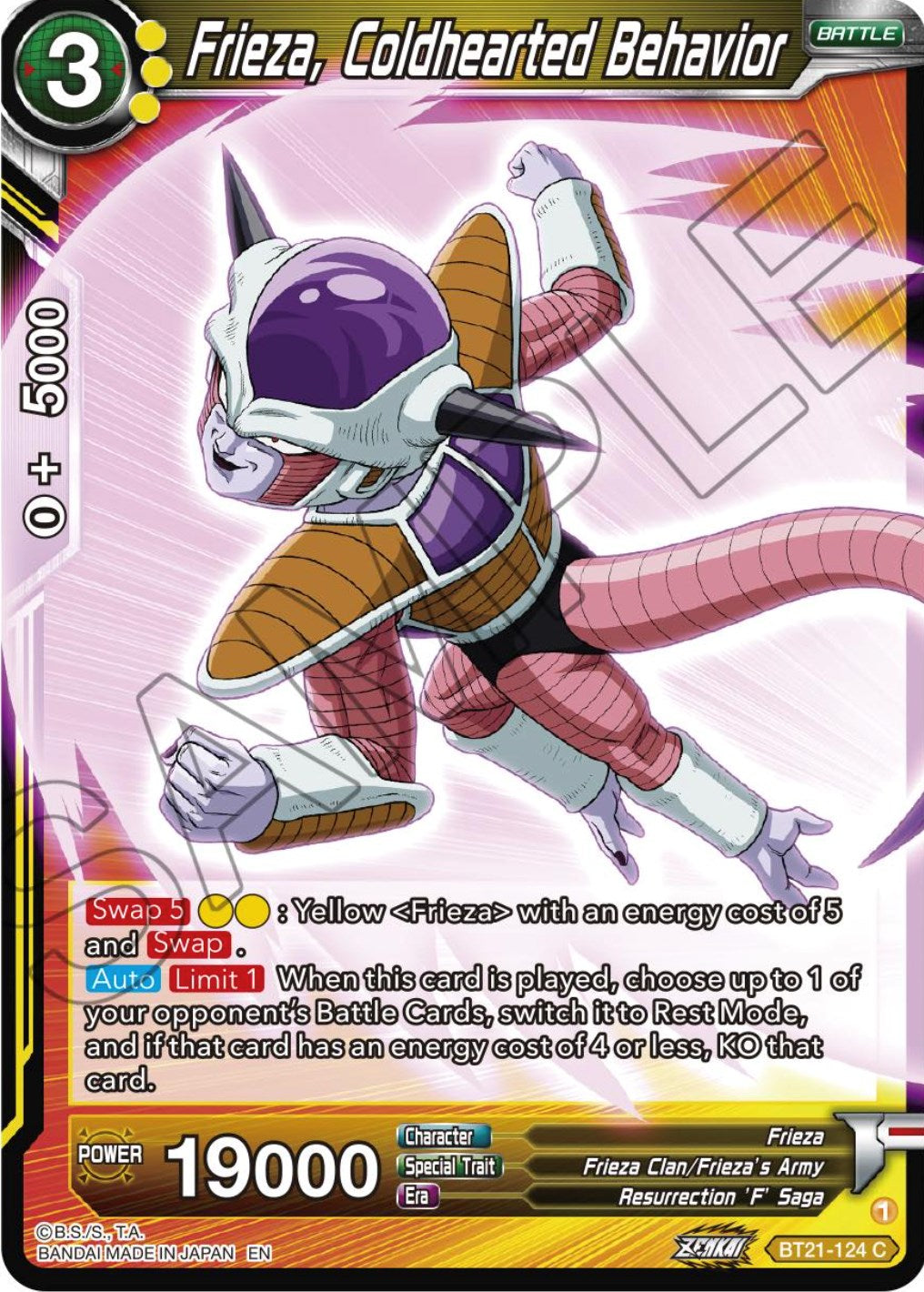 Frieza, Coldhearted Behavior (BT21-124) [Wild Resurgence] | Shuffle n Cut Hobbies & Games