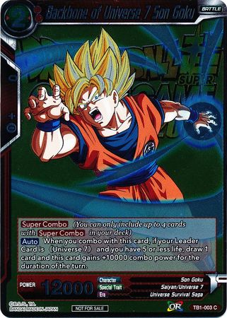 Backbone of Universe 7 Son Goku (Metallic Foil) (Event Pack 2018) (TB1-003) [Promotion Cards] | Shuffle n Cut Hobbies & Games