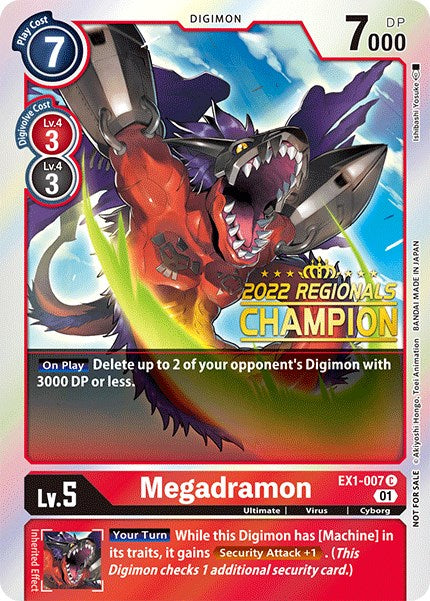 Megadramon [EX1-007] (2022 Championship Online Regional) (Online Champion) [Classic Collection Promos] | Shuffle n Cut Hobbies & Games