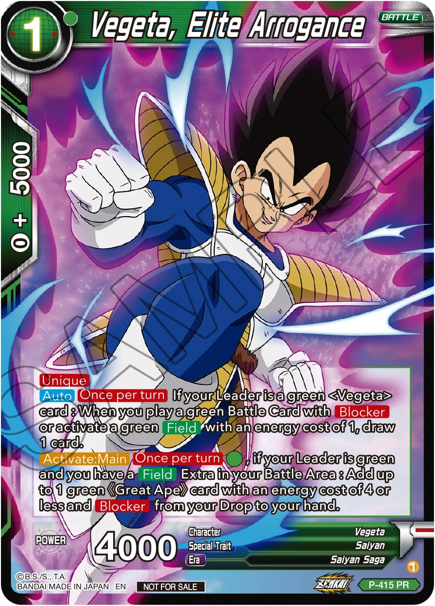 Vegeta, Elite Arrogance (Zenkai Series Tournament Pack Vol.1) (P-415) [Tournament Promotion Cards] | Shuffle n Cut Hobbies & Games