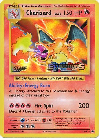 Charizard (11/108) (XY Evolutions Staff Prerelease) [XY: Black Star Promos] | Shuffle n Cut Hobbies & Games